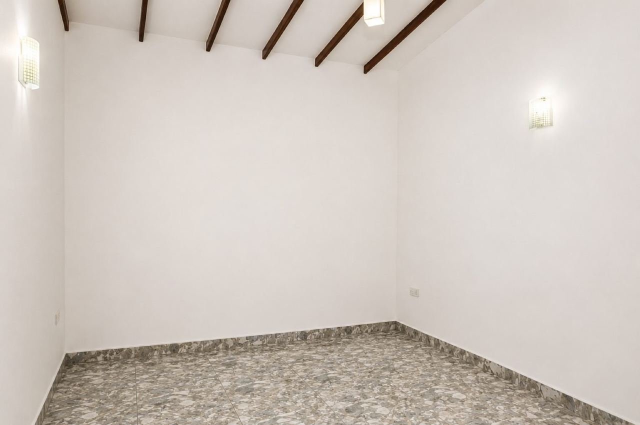 Minimalist white room with wooden beams – Modern Two-Storey House for Sale in Kesbewa
