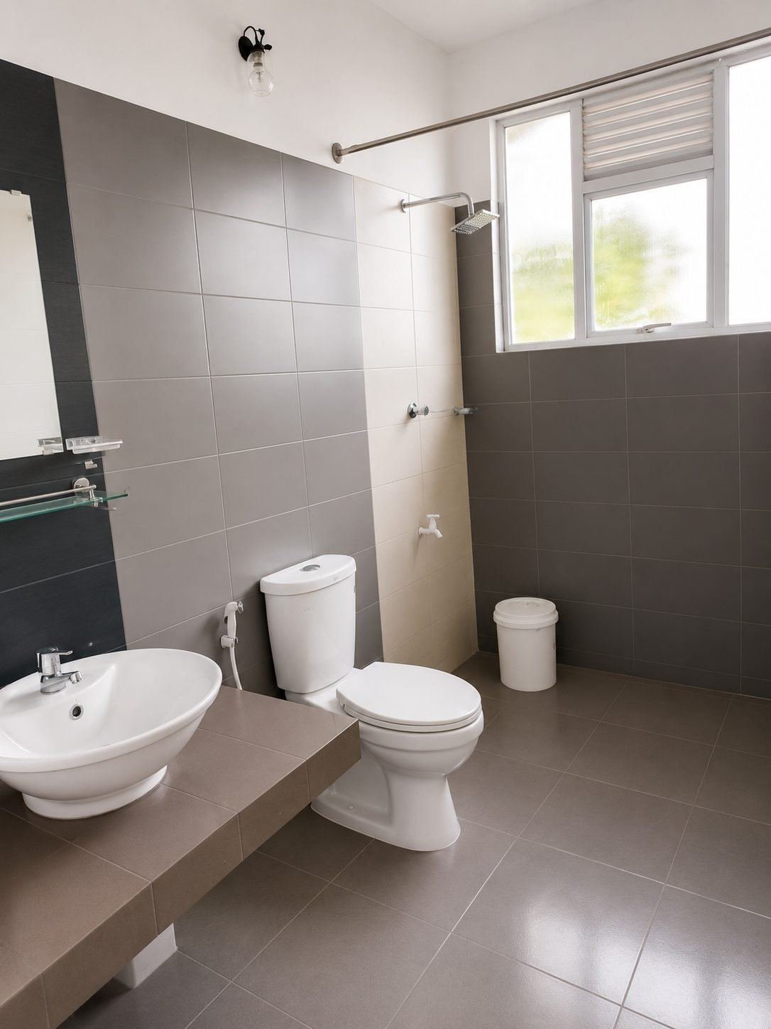 Modern gray tiled bathroom – Three Houses on One Lot for Sale in Rajagiriya