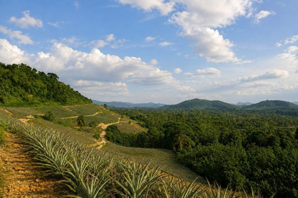 30-perch cultivated land for sale in Padukka - hillside access road