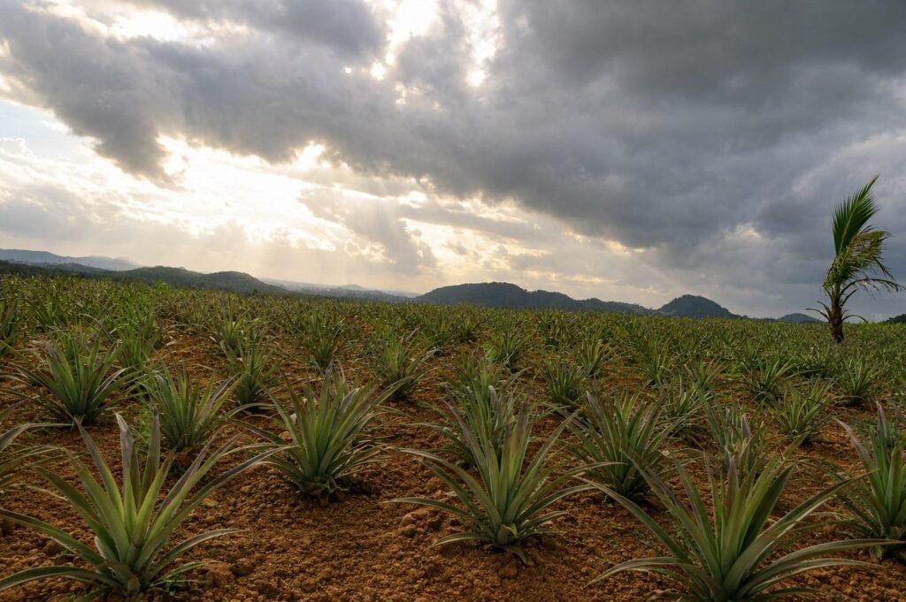 30-perch cultivated land for sale in Padukka - scenic pineapple field